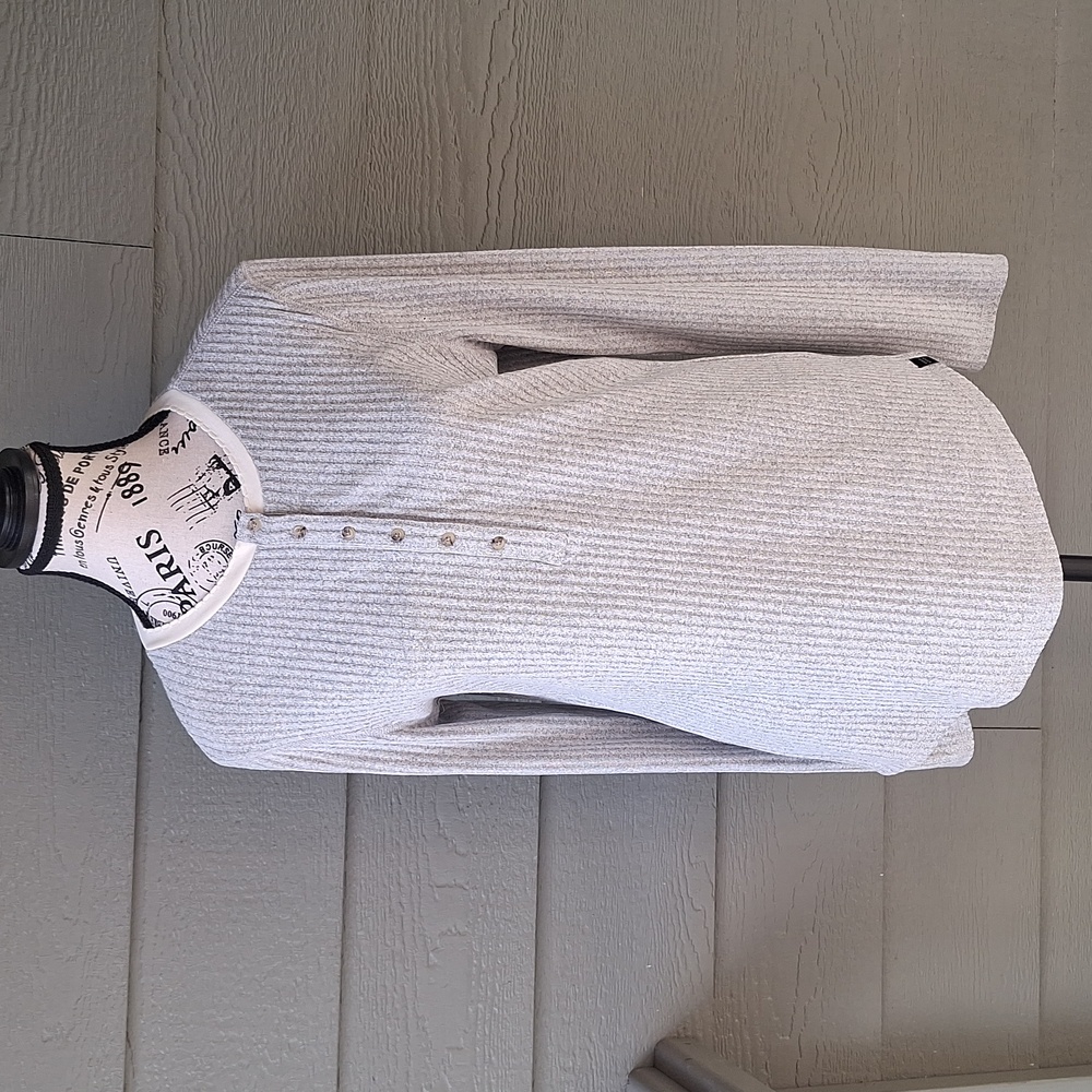 Scotch & Soda Maison Scotch Dainty Neck Ribbed Sweater Henley Gray Size L